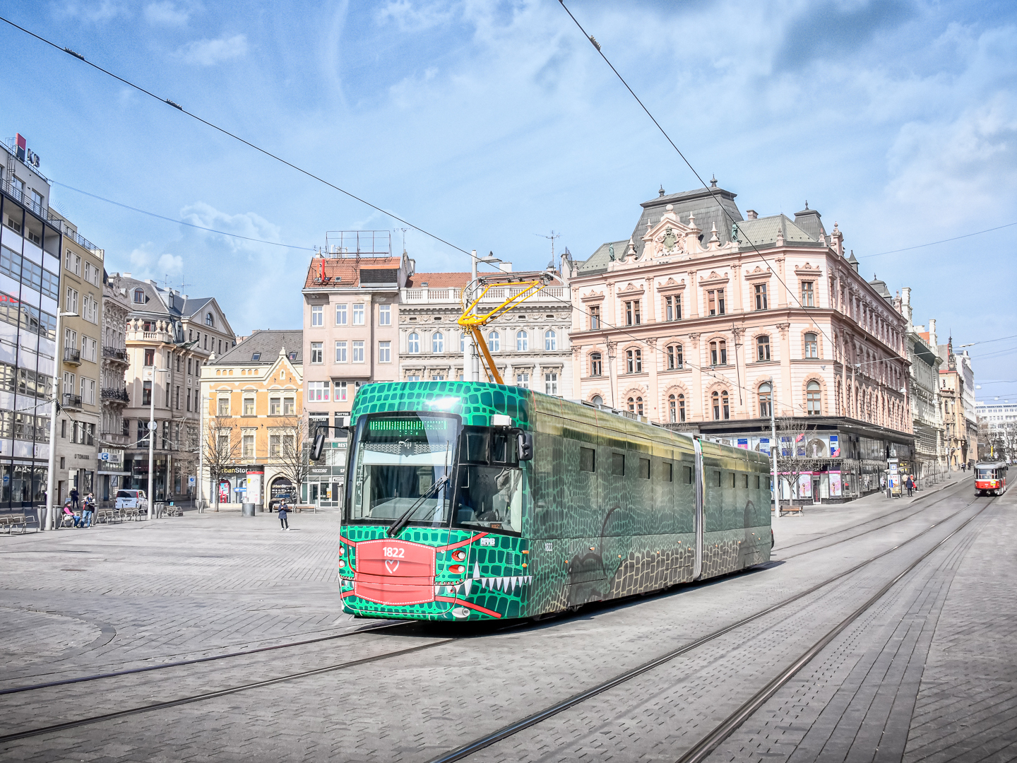 Referenční foto: Tramvaj EVO2 (přezdívaná Drak) v Brně